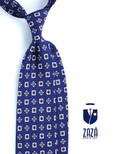GIUSY unlined tailored blue tie in linen/silk